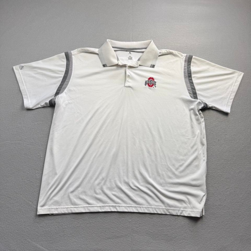 Antigua Ohio State Buckeyes Polo Shirt White Gray Embroidered Logo Men's XXL